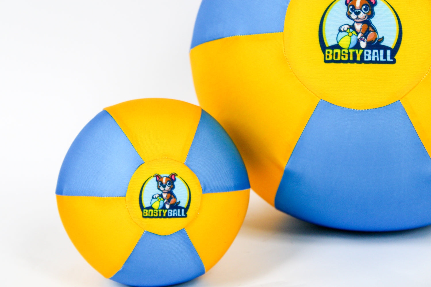 8 inch Bosty Ball next to 16 inch Bosty Ball durable